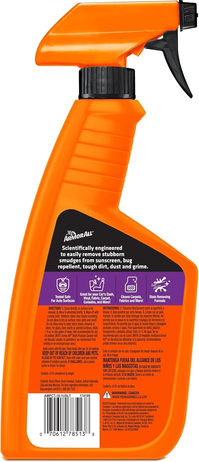 Armor All Multi Purpose Cleaner , Car Cleaner Spray for All Auto Surfaces, 16 Fl Oz