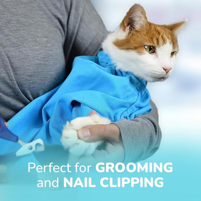 Cat-in-the-Bag Cozy Comfort Carrier - Extra Small Light Blue Cat Carrier Soft and Pet Carrier Administration, Grooming, Vet Visits, Dental Care, and Nail Trimming