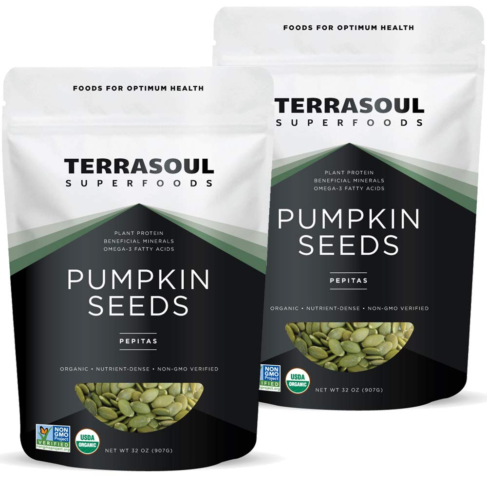 Terrasoul Superfoods Organic Pumpkin Seeds, 2 Lbs - Premium Quality, Shelled, Raw, Unsalted