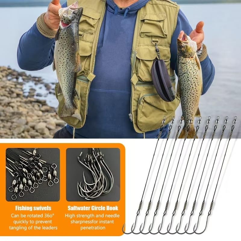 YOTO Circle Hooks Rigs with Saltwater Steel Leader Wire, 25/50PCS Octopus Hook Rig for Bass Catfish Fishing - color: 50pcs/bag, size: 4/0