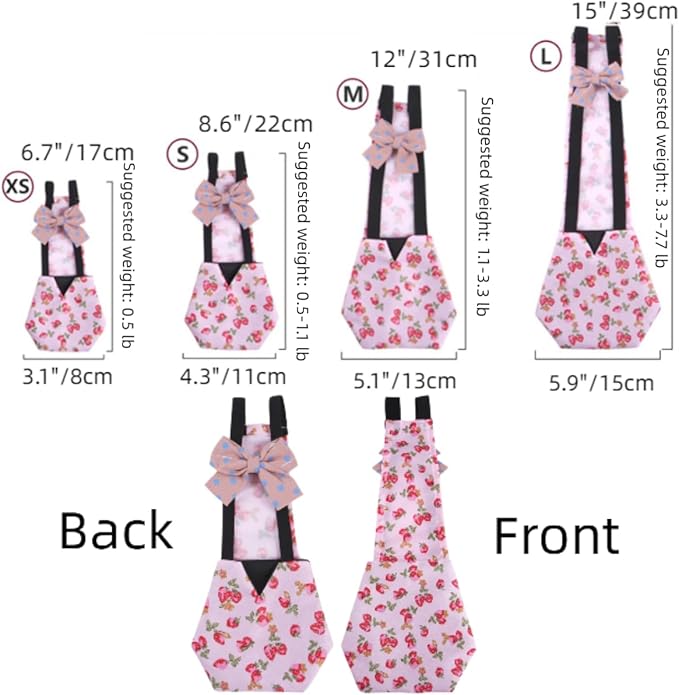 MANON ROSA Chicken Diapers Bantam Hens - Reusable 3-Piece Set with Bow Ties Poultry Nappies Washable Waterproof for Geese Pet Ducks Silkie (Floral S)
