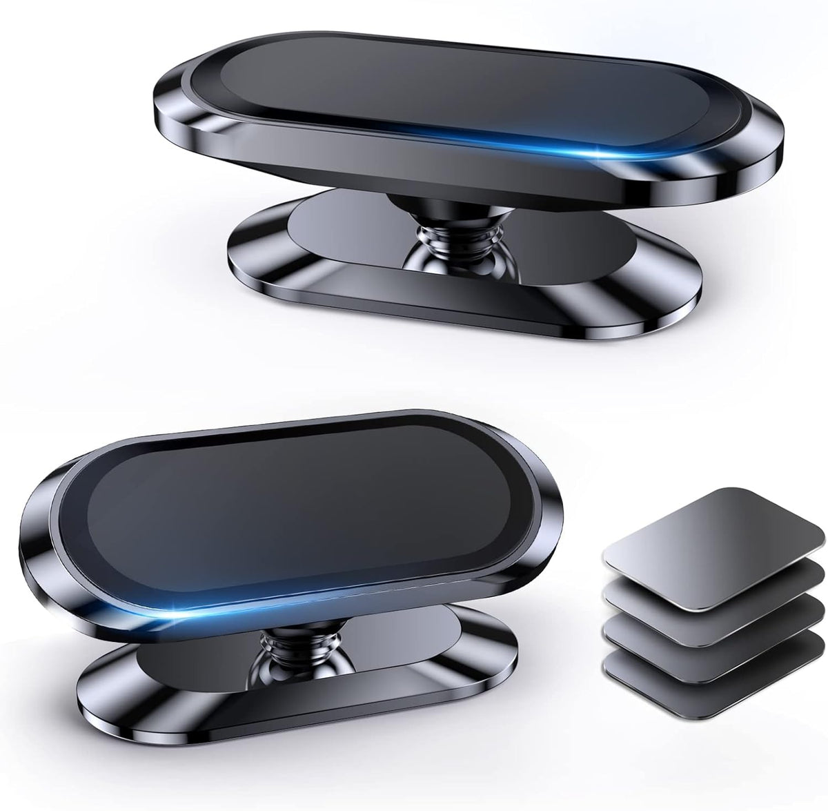 2-Pack Magnetic Phone Holder for Car Dash Strong Magnet Magnetic Car Phone Holder Mount 4 Plate Phone Holders for Your Car Phone Mount for Car Dashboard Cell Phone Car Mount for iPhone Samsung