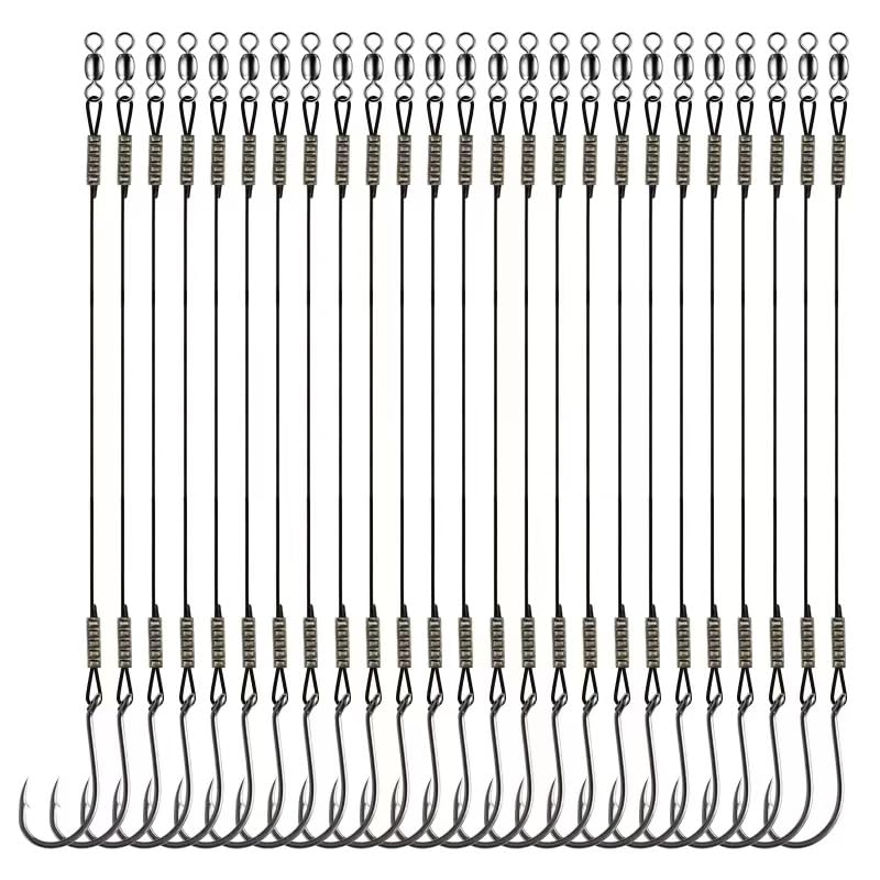 YOTO Circle Hooks Rigs with Saltwater Steel Leader Wire, 25/50PCS Octopus Hook Rig for Bass Catfish Fishing - color: 25pcs/bag, size: 9/0
