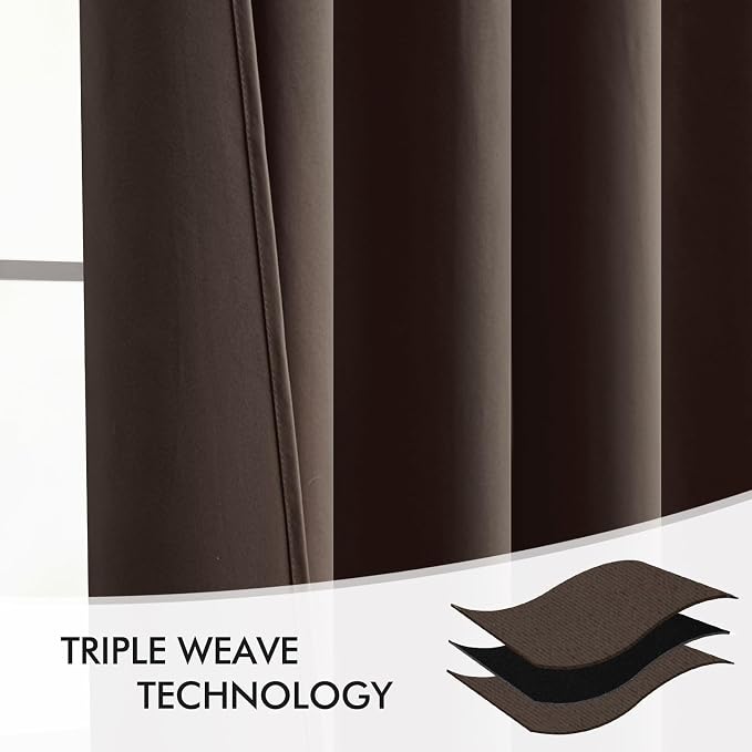MIULEE Chocolate Brown Back Tab Blackout Curtains 84 Inch Length 2 Panels Set