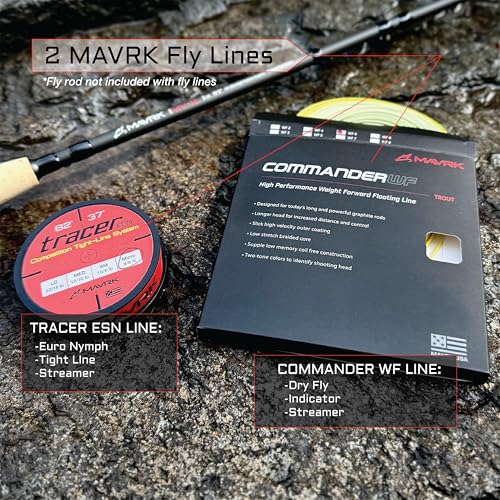 MAVRK USA Fly Fishing Line | Euro Nymph & Floating Lines | Level ESN Mono & Weight Forward Designs | High Visibility, Low Stretch, Freshwater Trout - color: Commander, size: WF-6