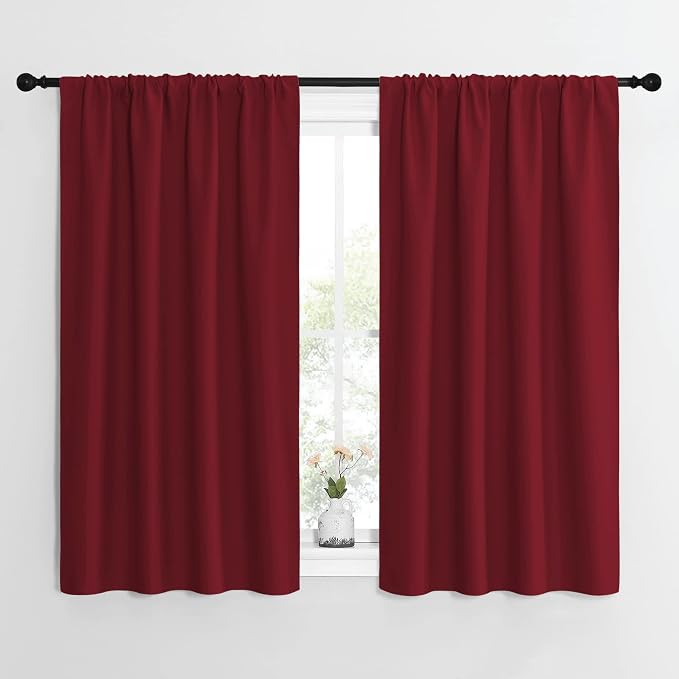 NICETOWN Christmas Burgundy Curtains Blackout Drape Panels