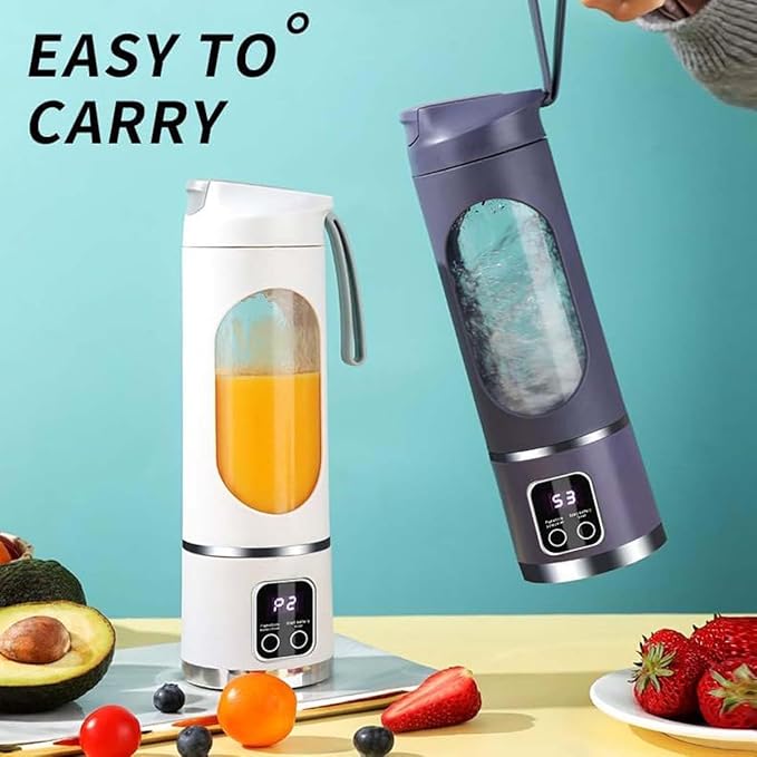 Portable 16oz Wireless Juicer, Portable Blender Personal Electric-Digital Multimode Smart LED Display, 3 Speed12-Blade Fresh Juice Bottle, USB Rechargeable for Shakes and Fruit Juice (Purple)