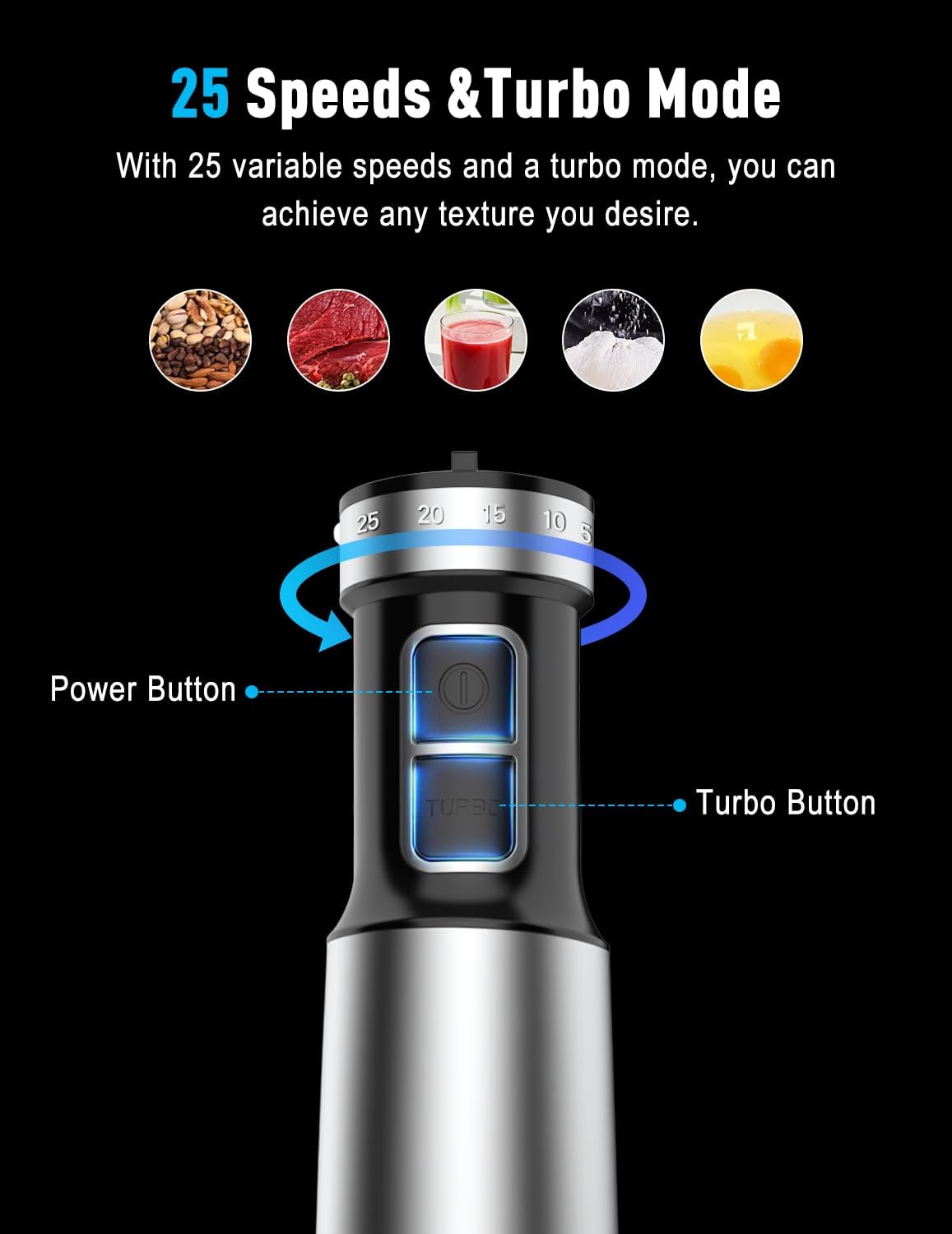 1000W Powerful Immersion Blender handheld, 2025 New Update Hand Blender with 25-Speed, Scratch-Resistant Corded Hand Mixer with Heavy-Duty Copper Brushless Motor and Gift Box