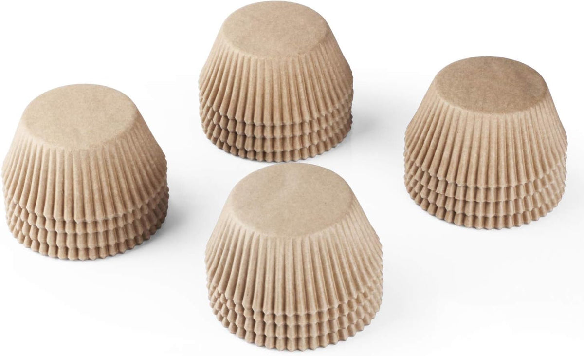 Caperci Standard Natural Cupcake Liners 500 Count, No Smell, Grease-Proof Paper Muffin Liners, Food-grade Baking Cups for Cupcakes, Muffins, Nuts