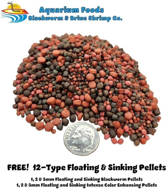 Aquatic Foods Inc. Red River Shrimp - Freeze-Dried 3/8" to 1/2" Red River Shrimp for Cichlids, Koi & Pond Fish, Aquatic Turtles, All Community Tropical Fish, Reptiles, Rodents…5.2oz Lg Round Jar