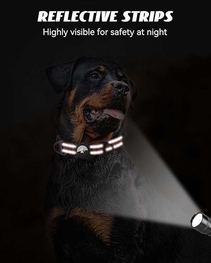 Joytale Airtag Dog Collar, Reflective Pet Collar with Waterproof AirTag Holder, Dual D-Rings, Soft Padded Adjustable for Extra Small and Puppy Dogs, Brown, XS
