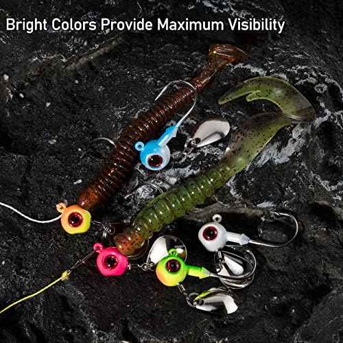 Dr.Fish 10 Pack Underspin Jigs Heads Freshwater Swimbait Ball Jig Bass Walleye Fishing Hooks Colorado Spinner Blade Flat Bottom Stand up - color: White, size: 1/8oz-Hook #2