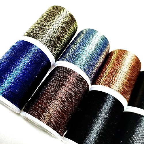 (8pcs*240yd) Kalavarma Rod Wrapping Thread for Fishing Rod Wrapping Thread Rod Building Repair - style: Metallic klm043