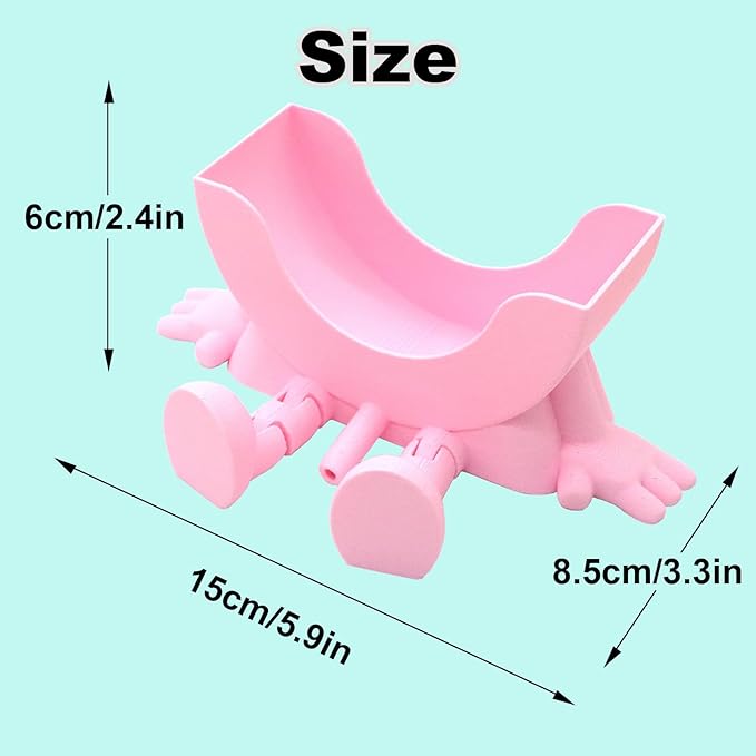 Cute Hanging Sponge Holder with Drainage, 3D Printed Sink Rack with Legs and Handles, 3D Printing Funny Countertop Sponge Holders for Kitchen Sink Draining (Orange)