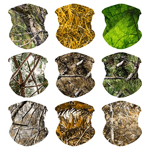 VCZUIUC Neck Gaiter Face Cover Mask Balaclava for Men and Women - color: 9pcs Leaves, size: One Size