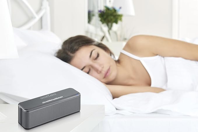 Sound Oasis Stereo Bluetooth Sound Machine for Sleep and Tinnitus Masking, 20 Non-Looping Soothing Sounds Plus Pink Noise, Hi-Fidelity Speakers, Portable Sound Therapy for Home, Baby, Office or Travel
