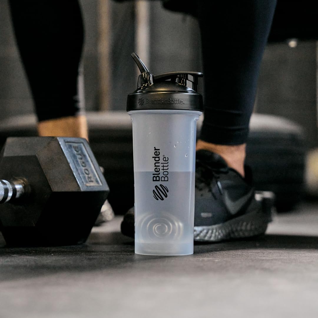 BlenderBottle Classic V2 Shaker Bottle Perfect for Protein Shakes and Pre Workout, 28-Ounce, Clear/Black
