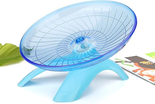Silent Running Wheel for Small Animals, 12 Inch Flying Saucer Design, Exercise Wheel for Hamsters, Guinea Pigs, Hedgehogs, Blue