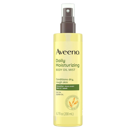 Aveeno Daily Moisturizing Dry Body Oil Mist with Oat and Jojoba Oil for Dry, Rough Sensitive Skin, Nourishing & Hypoallergenic Body Spray, Paraben-, Silicone- & Phthalate-Free, 6.7 fl. oz