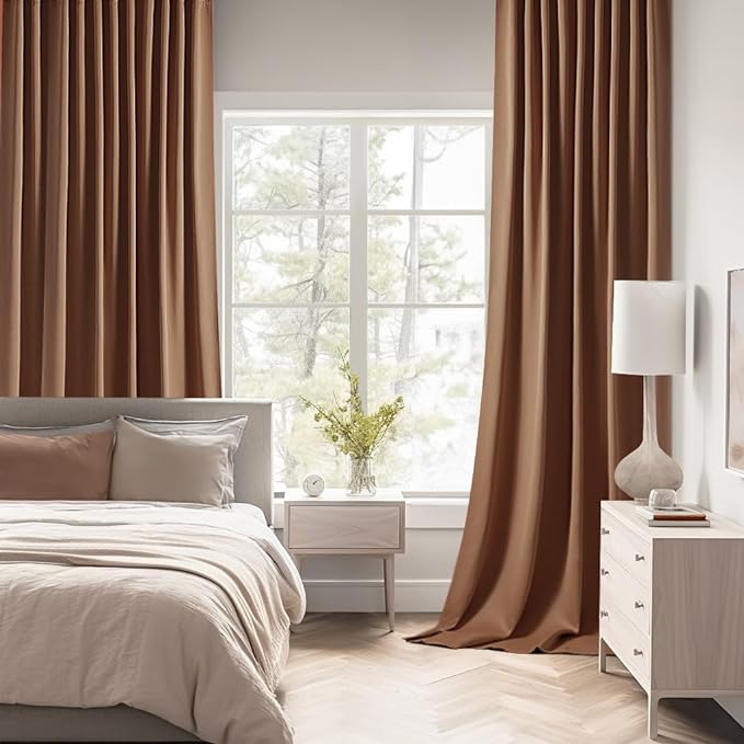 MIULEE Back Tab Blackout Curtains 90 Inch Long 2 Panels Set