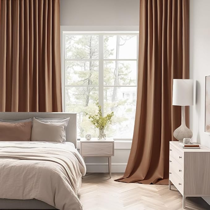 MIULEE Back Tab Blackout Curtains 120 Inch Long 2 Panels Set