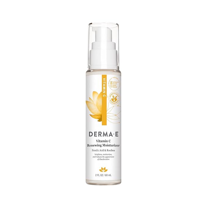 Derma E Vitamin C Renewing Moisturizer – Brightening and Hydrating Facial Skin Renewing Cream – Anti-Aging Facial Moisturizer and Day Cream, 2 oz