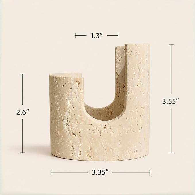 Natural Travertine Sponge Holder for Kitchen Sink – Solid Stone Cylinder Sponge Caddy with Dual-Height Cut-Out, Compact Countertop Sink Organizer & Modern Home Décor