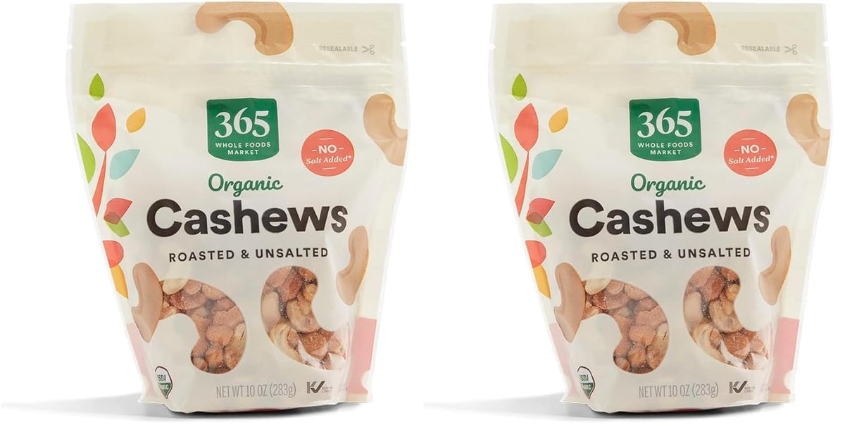 365 by Whole Foods Market, Organic Roasted & Salted Cashews, 10 Ounce