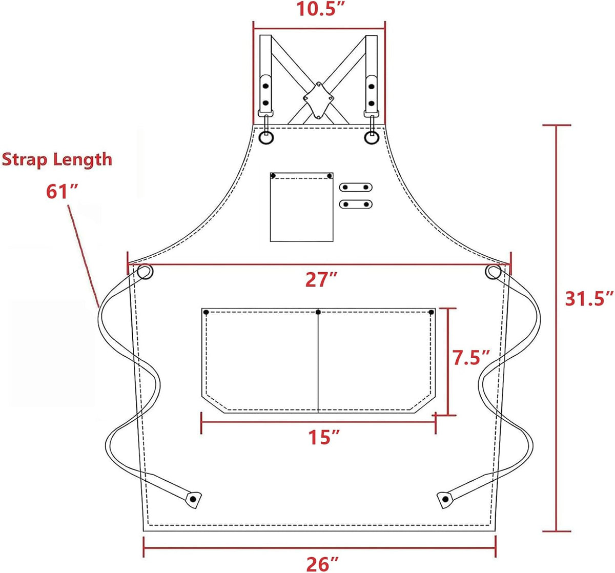 AFUN Chef Aprons for Men Women with Oversized Pockets, 16-Ounce Cotton Canvas Cross Back Heavy Duty Work Apron (Black)