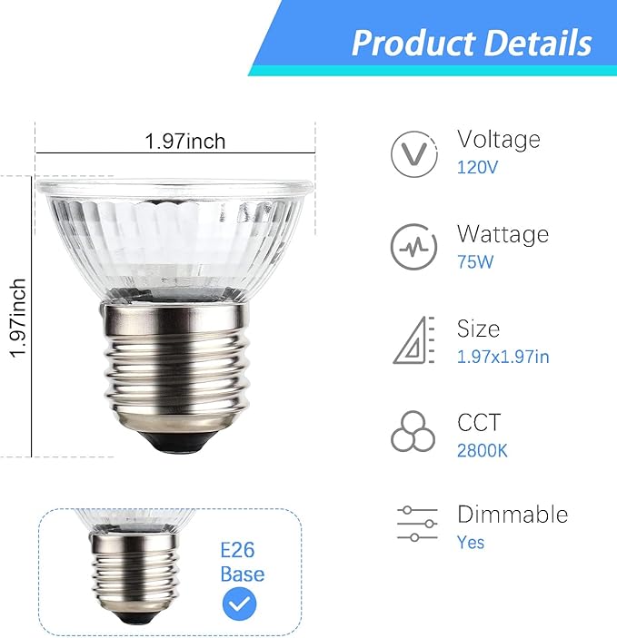75W UVA UVB Bulbs, Light Turtle Heat Lamp for Reptiles and Amphibian Tanks, Terrariums and Cages, Fit E26 Heat Reptile Lamp,Works with Various Lamp Fixtures 2-Pack
