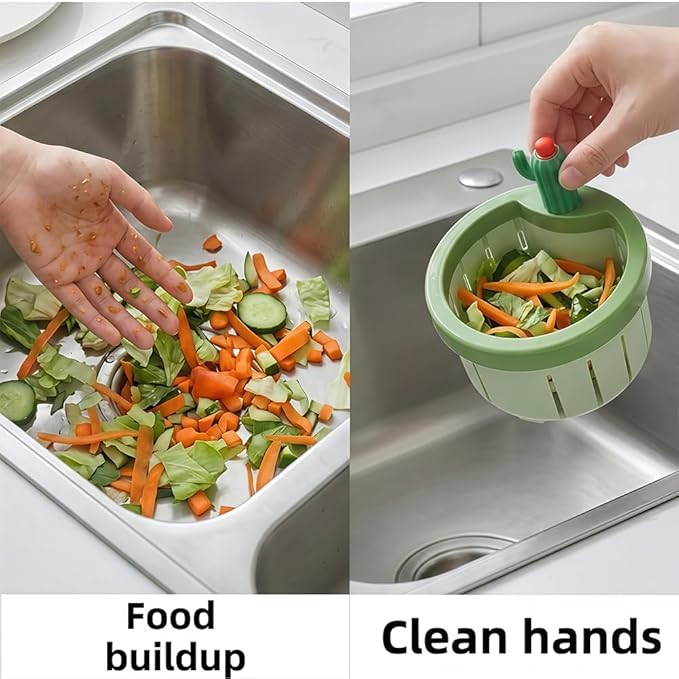 Cactus Kitchen Sink Drain Strainer, 2026 Upgrade Press Automatic Dumping Basket, Multi-Functional Anti-Clogging Kitchen Drainer With Lifting Handle (2A+2B)