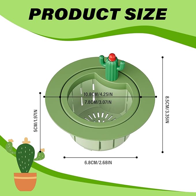 Cactus Kitchen Sink Drain Strainer, 2026 New Upgrade Self-Cleaning Press Dumping Basket, Faucet Hanging Filter Basket, Food Residue Collector Kitchen Bathroom Accessory (Green+Yellow)