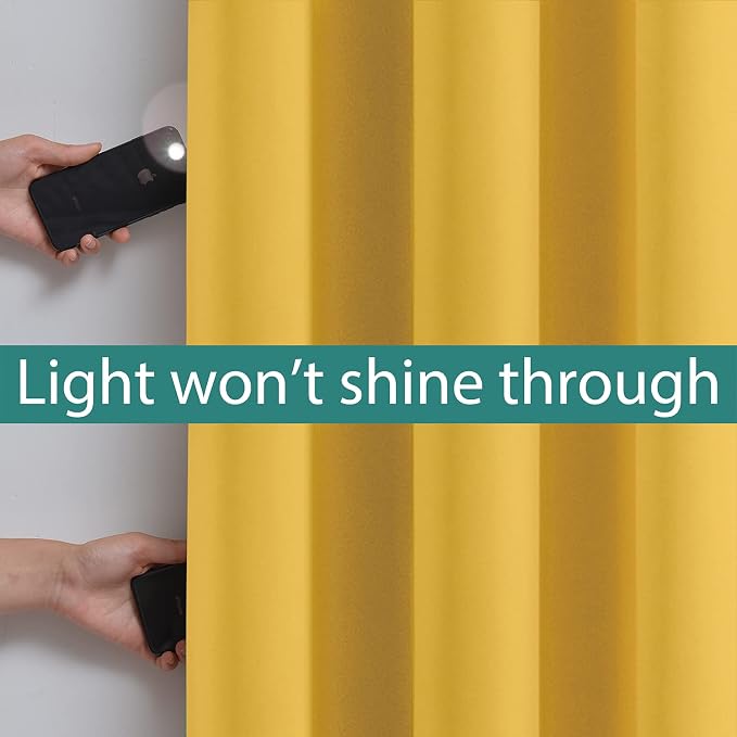 Yakamok Total Blackout Curtains, 2 Thick Layers Completely Blackout Thermal