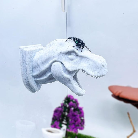 Jumping Spider Hide,3D Printed Dinosaur Head - A Fun Habitat for Jumping Spiders, Small Reptiles, and Small Pets, Suitable for Home Decor with Animal Enclosures (Marble Color)