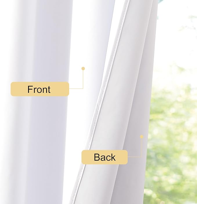NICETOWN Bedroom 100% Blackout Curtains, 2 Panels, 42 by 54, Snow White