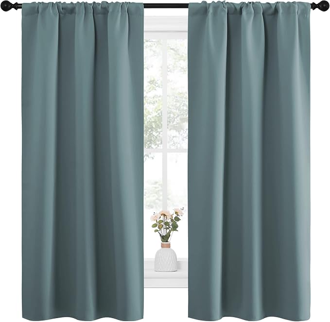 NICETOWN Greyish Blue Blackout Curtains Panels
