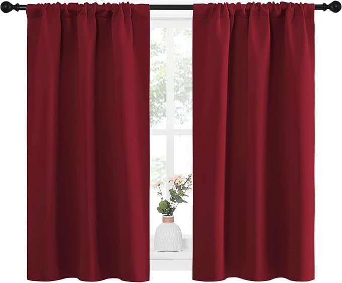 NICETOWN Christmas Burgundy Curtains Blackout Drape Panels