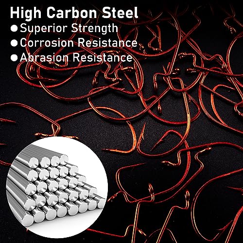 Dr.Fish EWG Hooks Bass Fishing Worm Hooks Extra Wide Gap Freshwater Fishing Carolina/Texas Rig - color: Red, size: #2-50 Pack