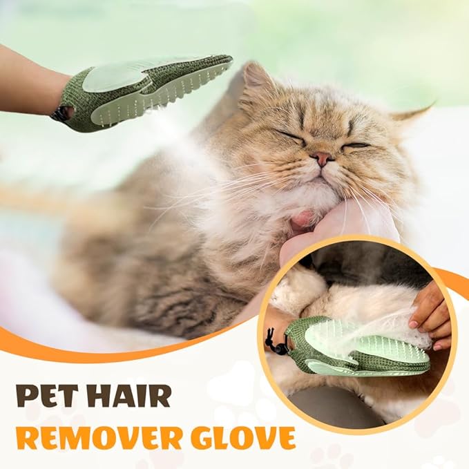 All-in-One Grooming Mist Glove for Pets, Cat Grooming Steam Gloves, Double Sided Pet Hair Remover Gloves for Clothes Furniture, Removal Glove Tool For Long Short Curly Dogs Cats Hair (Pink+Blue)