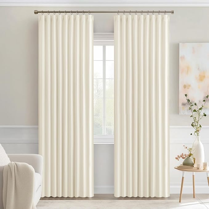 MIULEE Birch Back Tab Blackout Curtains 84 Inch Length 2 Panels Set