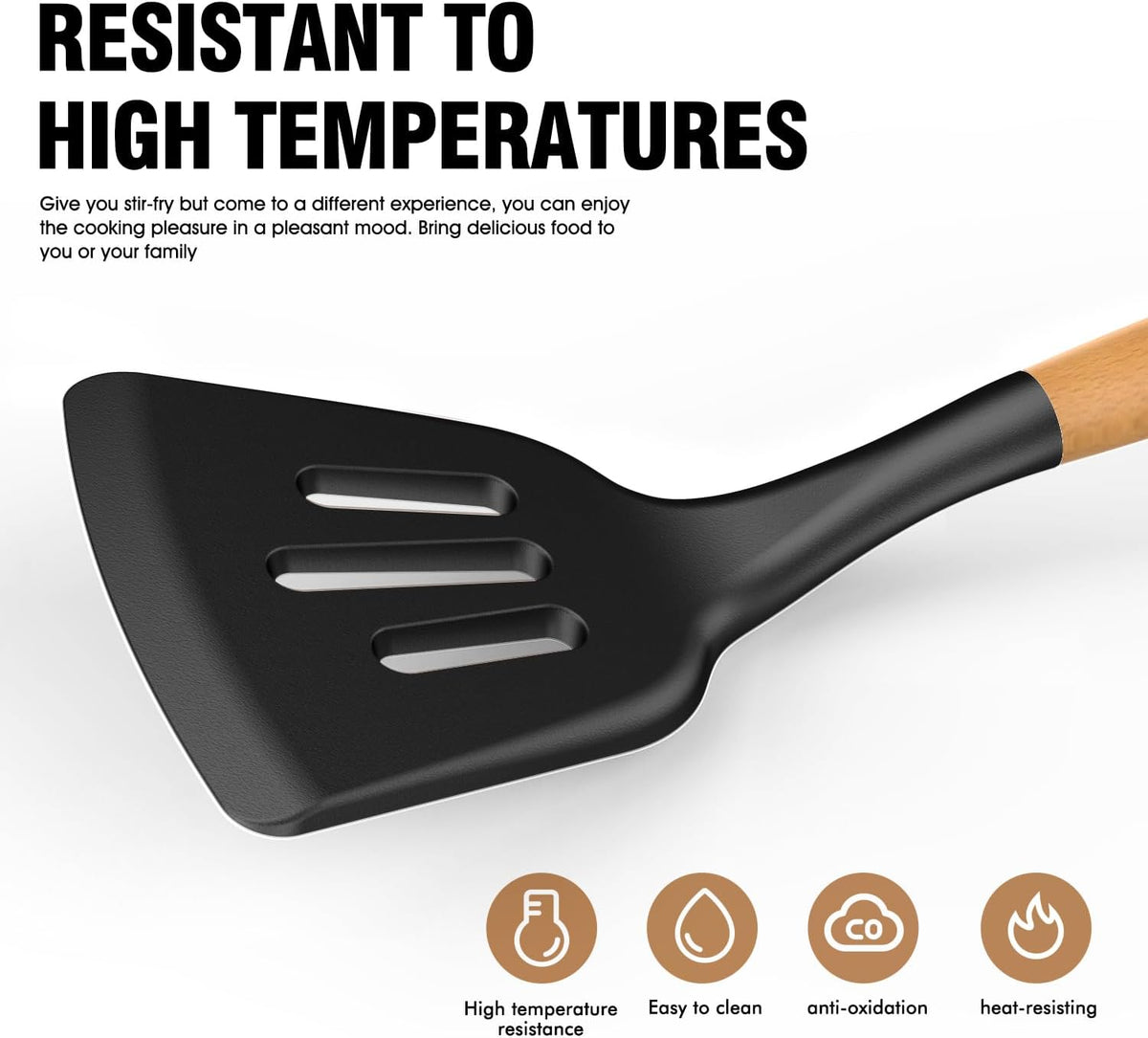 AVGPD Silicone Cooking Utensils Set with Wooden Handles – BPA‑Free