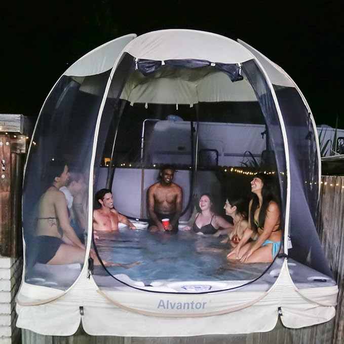 Alvantor Pop Up Screen Tent House Room Instant Outdoor Camping Canopy Sun Shelter Gazebo for Patio, Backyard & Deck, Privacy Tent(2-10 People, 8'x8' 10'x10' 12'x12')