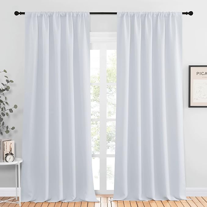 NICETOWN Greyish White Bedroom Curtain Panels