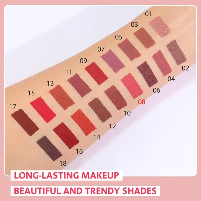 Matte Liquid Lipstick,Dark Purple Liquid Lip Stains, Long Lasting Waterproof Lip Gloss Makeup, Velvet Non-Stick Cup Lips Stain X-08#