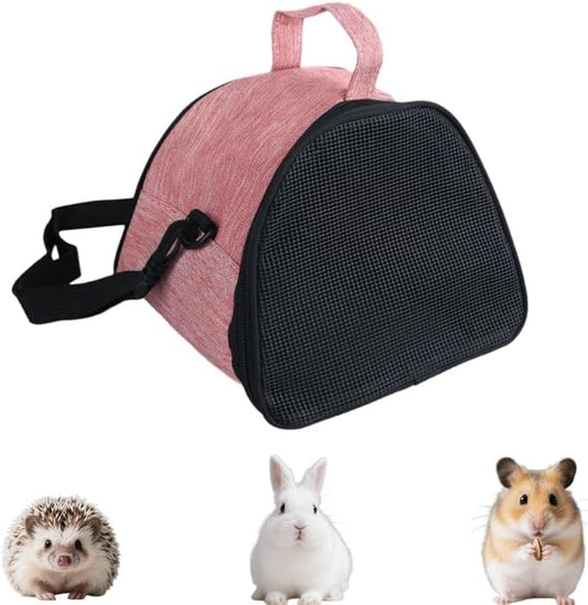 Ibluelover Hamster Carrier Bag Breathable Small Animals Travel Handbag Adjustable Outdoor Carrying Pouch for Guinea Pig Bunny Hedgehogs Bird