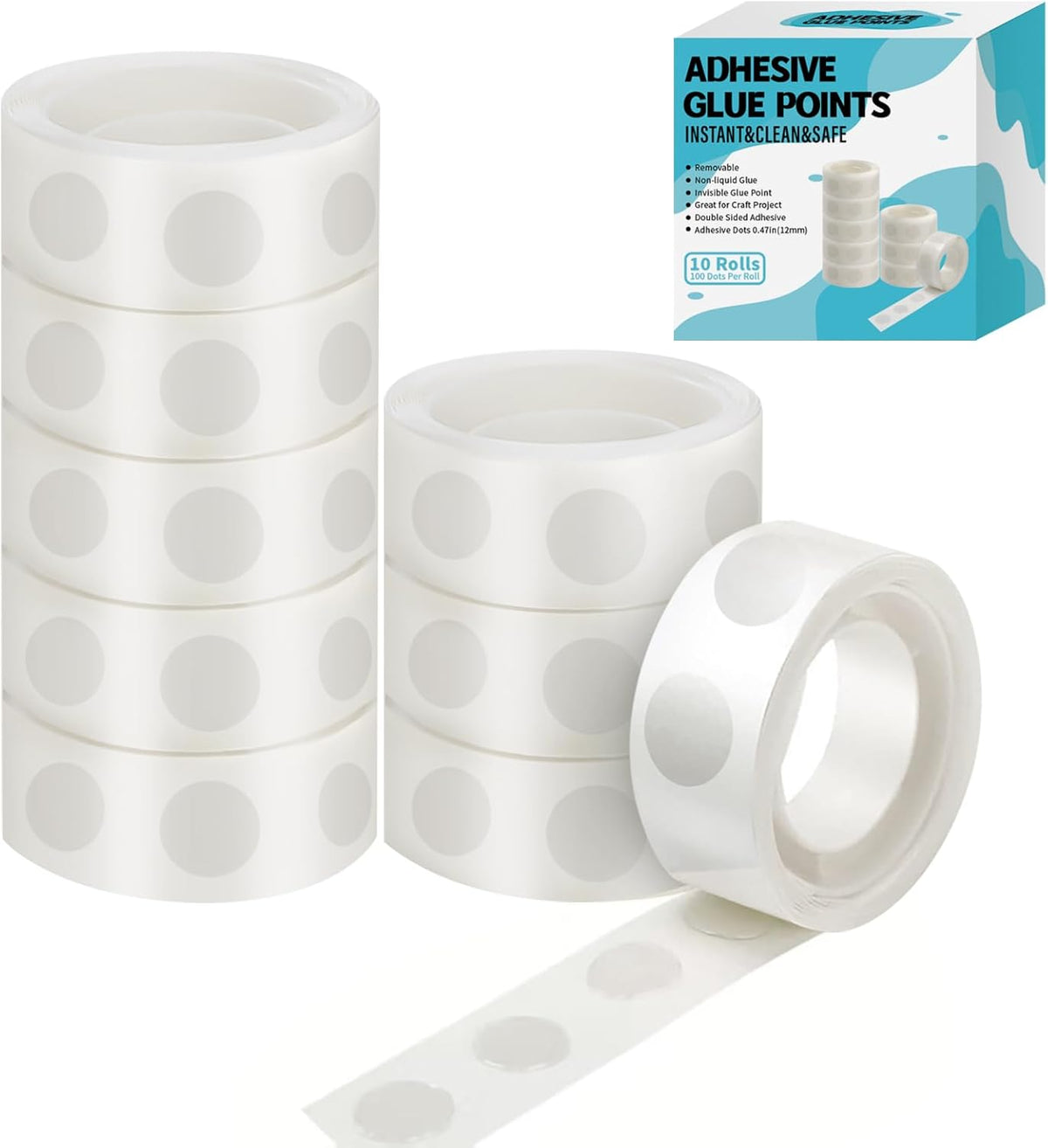 1000pcs Glue Point Clear Balloon Glue Removable Adhesive Dots Double Sided Dots of Glue Tape for Balloons Craft Glue Points Dots Sticky Dots or Wedding Decoration