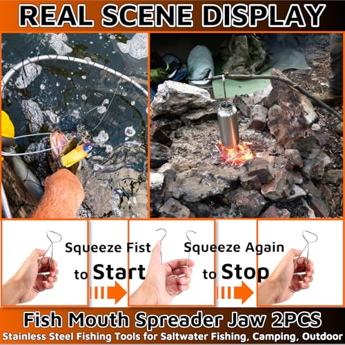 2PACK Fish Mouth Spreader Jaw，6 Inch Water Bottle Hanger Hook Rack，Fish Mouth Jaw Spreaders Portable Fishs Hook Remover Tool Kit Stainless Steel Fishing Tools for Fishing Saltwater Camping Outdoor