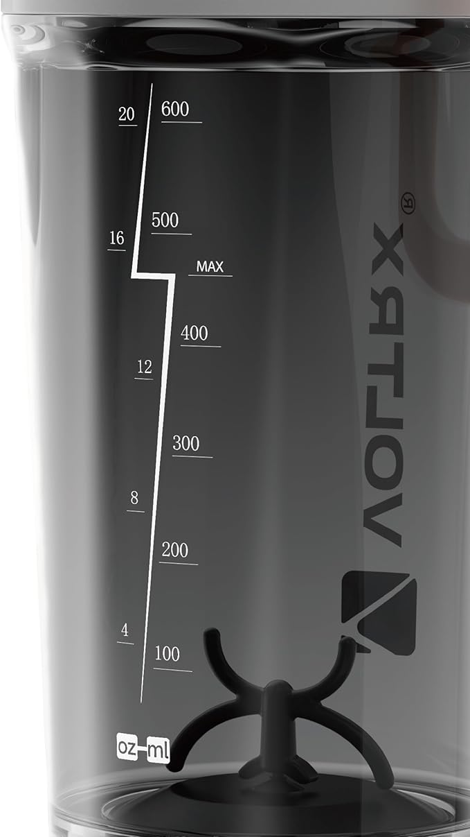 VOLTRX Shaker Bottle, Gallium USB C Rechargeable Electric Protein Mixer, Shaker Cups for Protein and Meal Replacement Shakes, BPA Free, Made with Tritan, 20oz