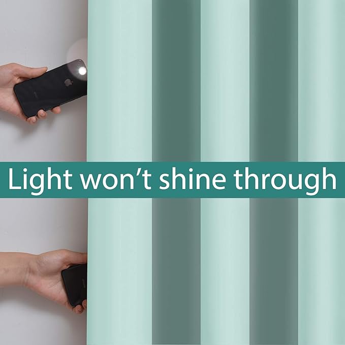 Yakamok 100% Blackout Curtains Energy Saving Thermal Insulated 2 Thick Layers