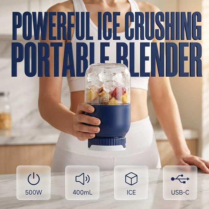 Portable Wireless Juicer Cup, 2026 New Personal Blender, Portable Juice Blender for Outdoor Use, Rechargeable Mini Blending for Travel, Fruit Juicer Cup for Office Workers (2)